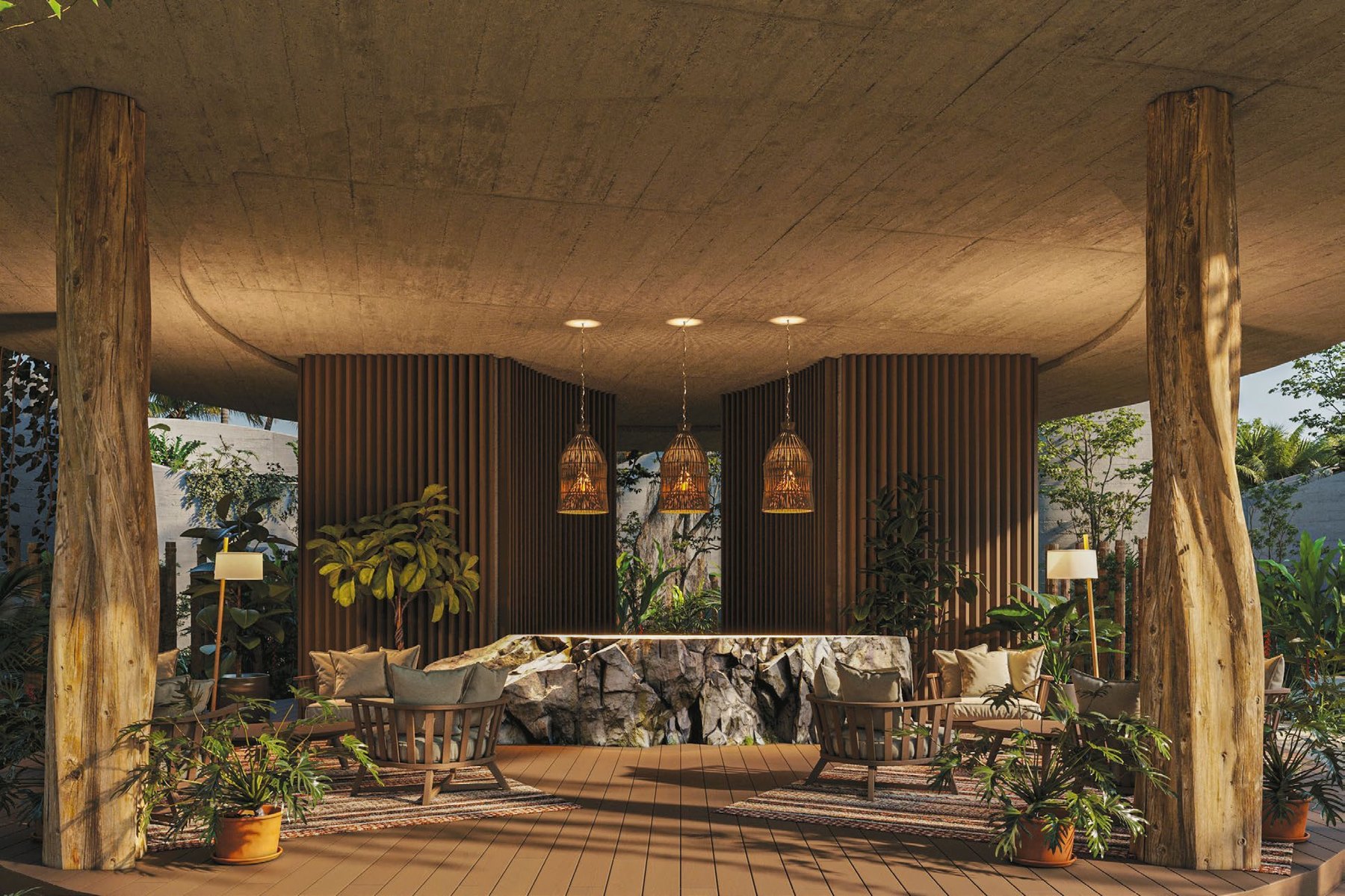 Interiores cálidos y contemplativos