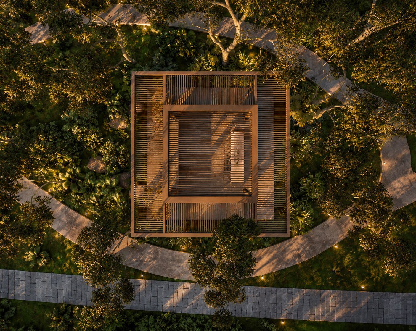 Exterior residencial de atmósfera íntima